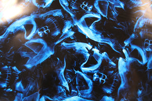 Blue Flaming Skulls - 100cm