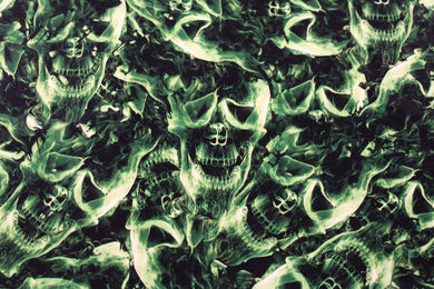 Green Flaming Skulls  -  100cm