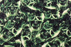 Green Flaming Skulls  -  100cm