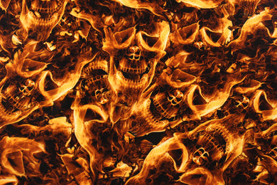 Orange Flaming Skulls  100cm