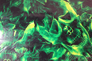 Large Green Flaming Skulls - 100cm
